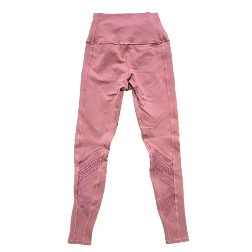 ALO Yoga Interlace Mesh Leggings in Rosewood Pink WOMEN'S XS